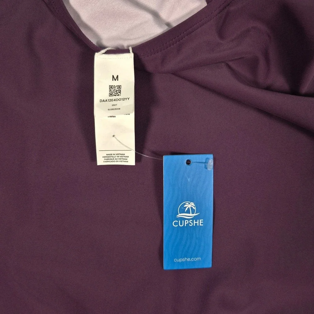 Cupshe Purple Ruched V-Neck One Piece Swimsuit Tummy Control‎ Medium NWT